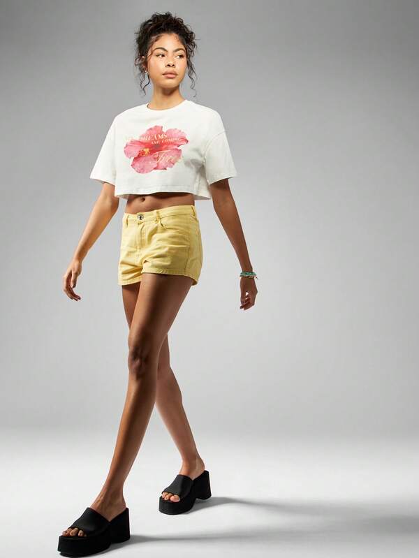Missguided MISSGUIDED Dreams Coming True Floral Print Crop T-Shirt