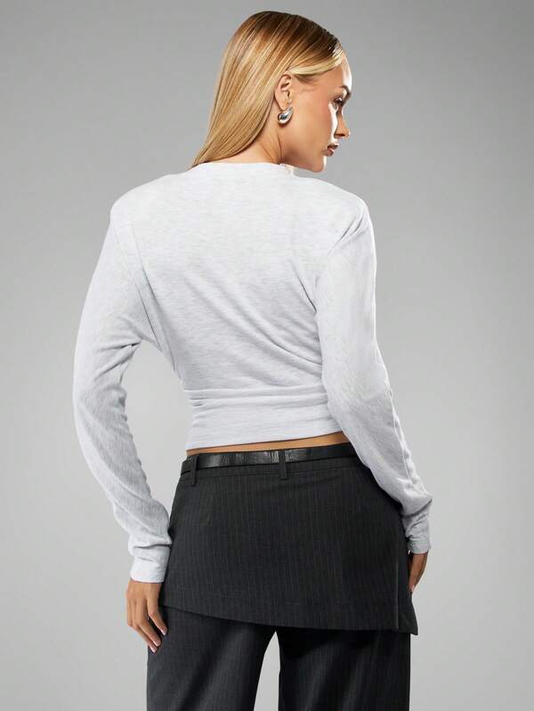 Missguided MISSGUIDED Drop Shoulder Gathered Waist Top