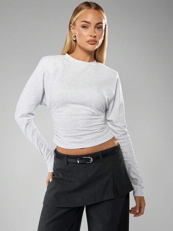 missguided MISSGUIDED Drop Shoulder Gathered Waist Top