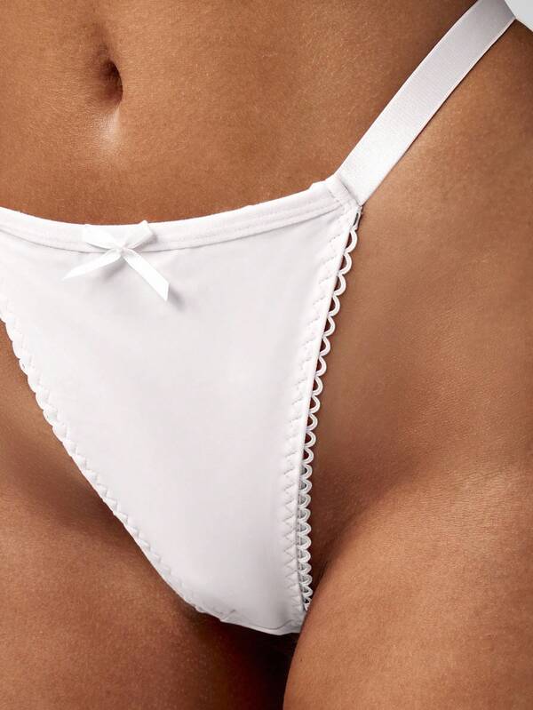 Missguided MISSGUIDED Elastic Side Strap Thong With Scalloped Edge