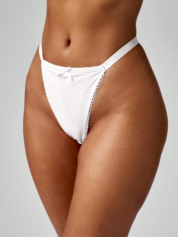 missguided MISSGUIDED Elastic Side Strap Thong With Scalloped Edge