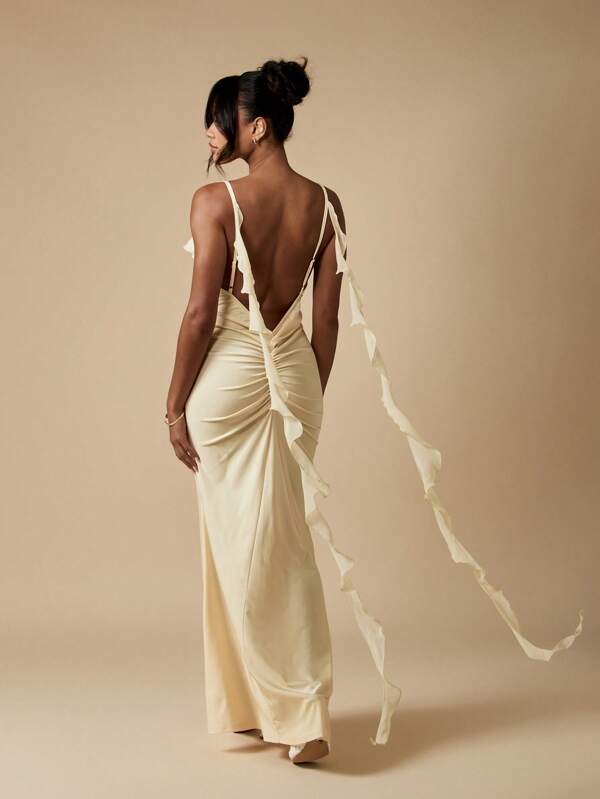 Missguided MISSGUIDED Elegant Backless Ruffle Mermaid Women Maxi Dresses