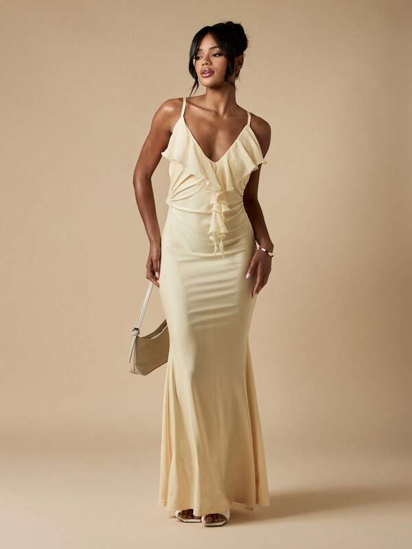 missguided MISSGUIDED Elegant Backless Ruffle Mermaid Women Maxi Dresses