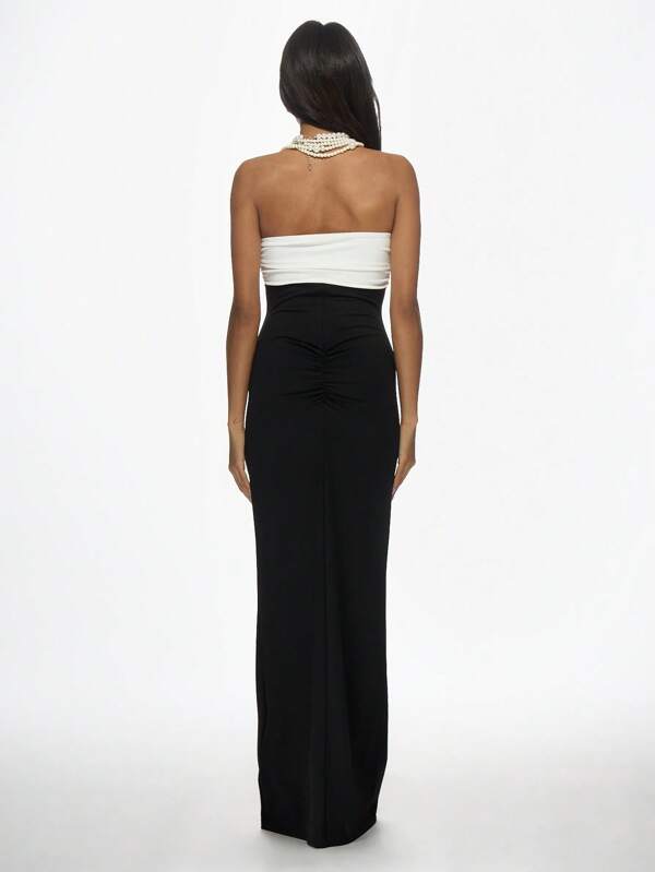 Missguided MISSGUIDED Elegant Bandeau Cut Out Women Long Dresses