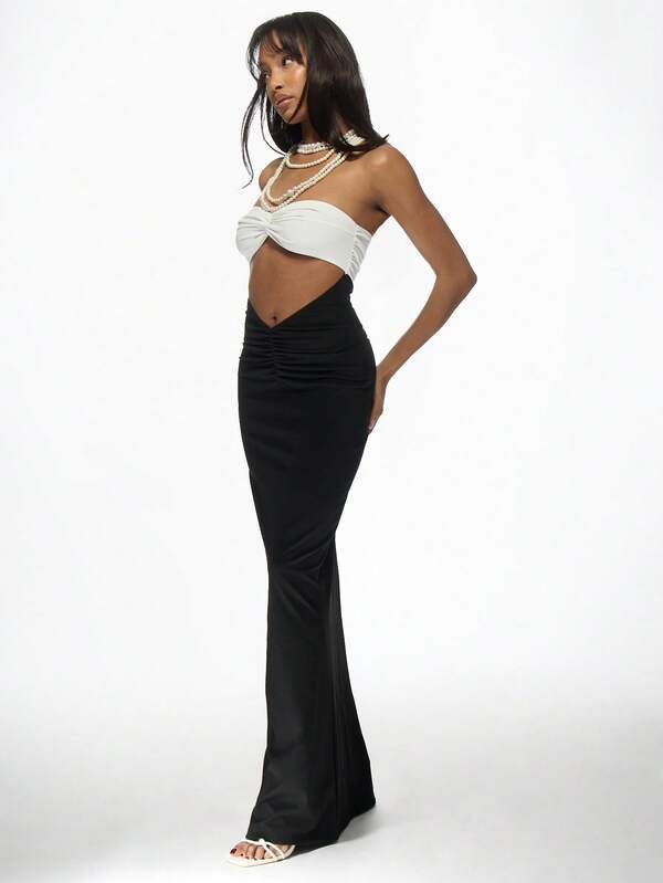 Missguided MISSGUIDED Elegant Bandeau Cut Out Women Long Dresses
