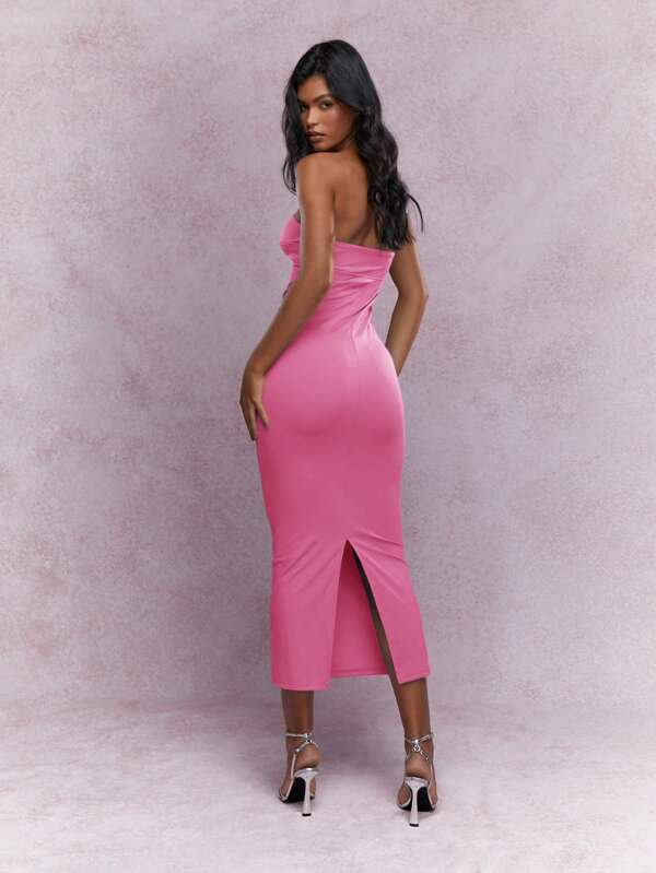 Missguided MISSGUIDED Elegant Bandeau Strapless Bodycon Long Dress