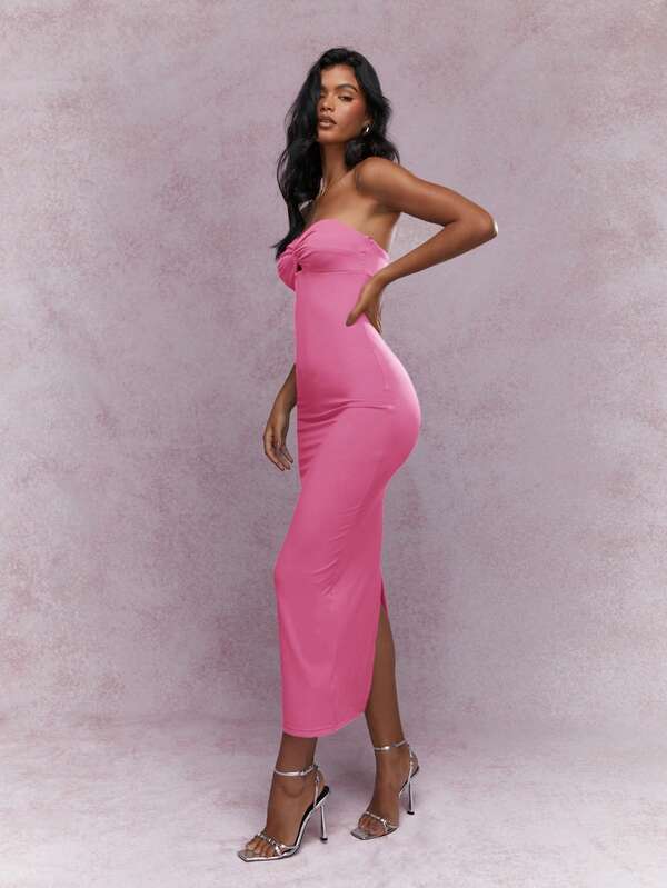 Missguided MISSGUIDED Elegant Bandeau Strapless Bodycon Long Dress