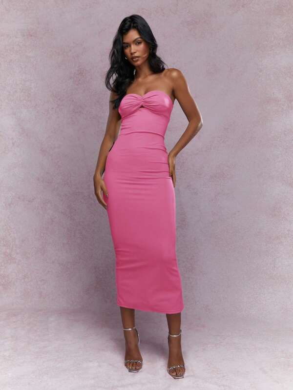 missguided MISSGUIDED Elegant Bandeau Strapless Bodycon Long Dress