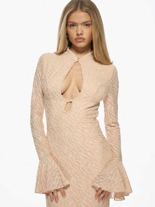 Missguided MISSGUIDED Elegant Bell Sleeve Bodycon Women Long Dress
