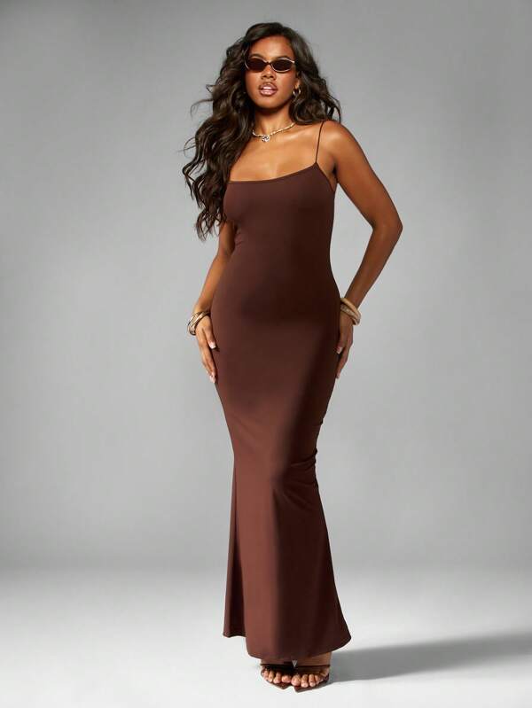 missguided MISSGUIDED Elegant Bodycon Spaghetti Strap Sleeveless Maxi Dress