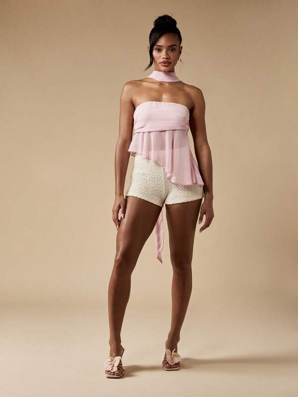 Missguided MISSGUIDED Elegant Chiffon Strapless Bandeau Top