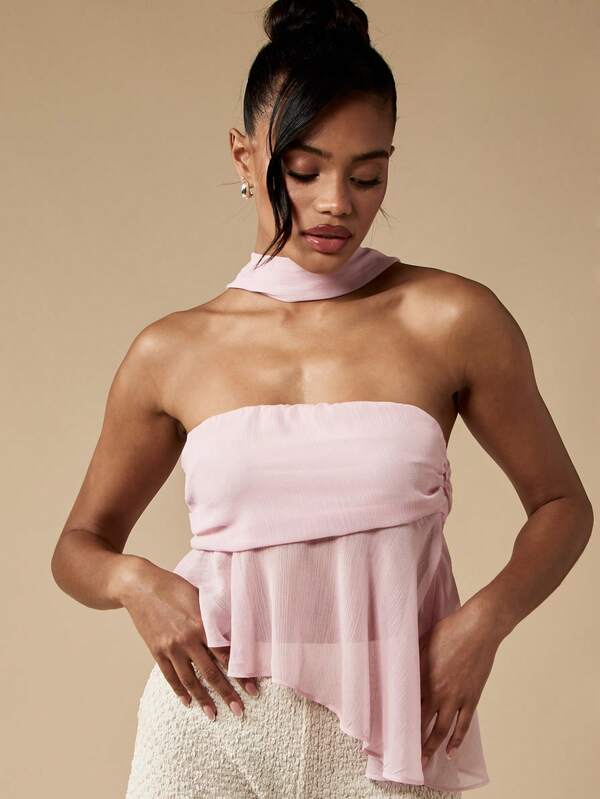 Missguided MISSGUIDED Elegant Chiffon Strapless Bandeau Top