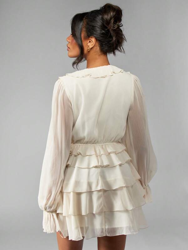 Missguided MISSGUIDED Elegant Chiffon Tiered Ruffle Flowy Mini Dress