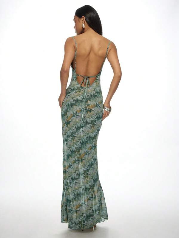 Missguided MISSGUIDED Elegant Cowl Neck Form Fitting Spaghetti Strap Floor Length Maxi Dress