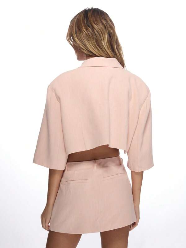 Missguided MISSGUIDED Elegant Cropped Single Button Lightweight Blazer
