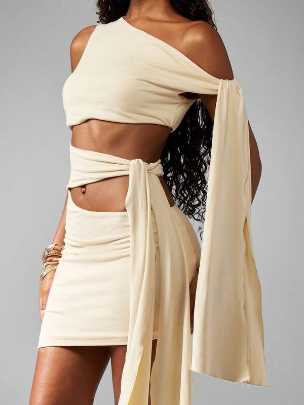 Missguided MISSGUIDED Elegant Cut Out Off Shoulder Bodycon Mini Dress