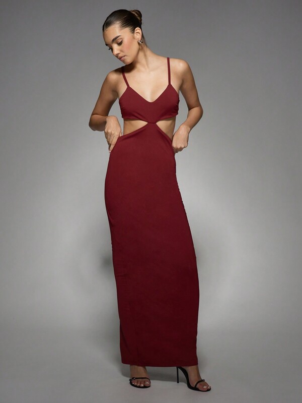 missguided MISSGUIDED Elegant Cut-Out Waist Maxi Evening Dress With Spaghetti Straps
