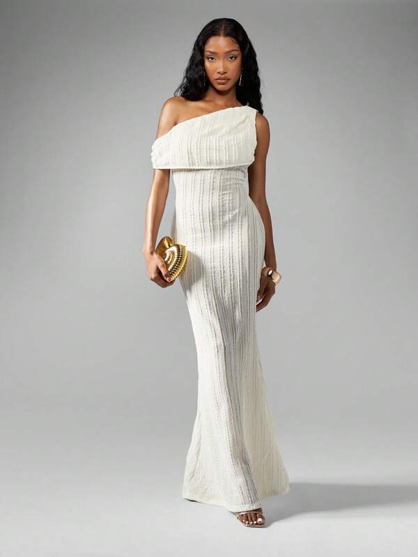 missguided MISSGUIDED Elegant Draped Mermaid Gown One Shoulder Floor Length Dress