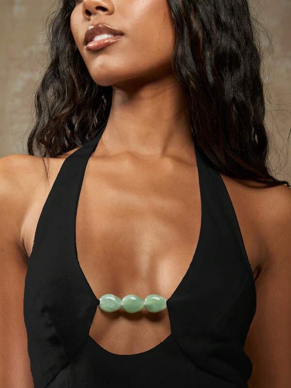 Missguided MISSGUIDED Elegant Fitted Halter Corset Top With Jade Beaded Detail