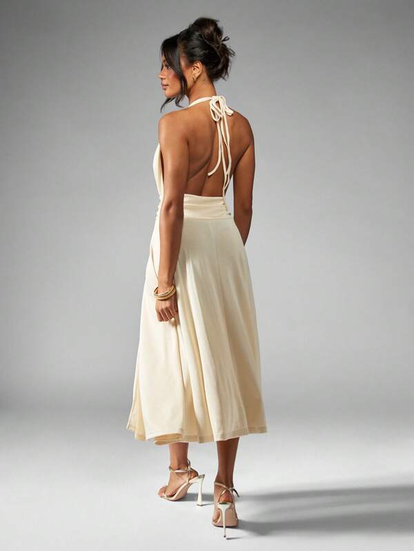 Missguided MISSGUIDED Elegant Halter Neck A Line Midi Dresses