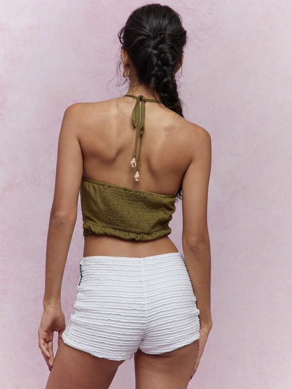 Missguided MISSGUIDED Elegant Irish-Inspired Bustier Halter Crop Top With Tie Back Design