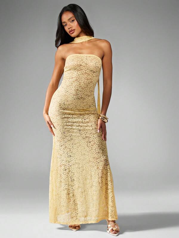 missguided MISSGUIDED Elegant Lace Mermaid Formal Long Dress