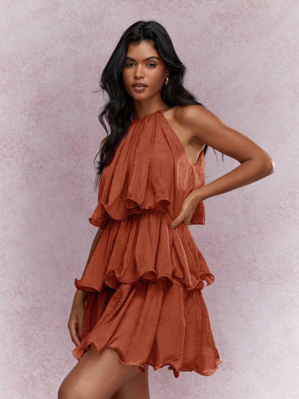 missguided MISSGUIDED Elegant Layered Tiered Ruffle Mini Dress