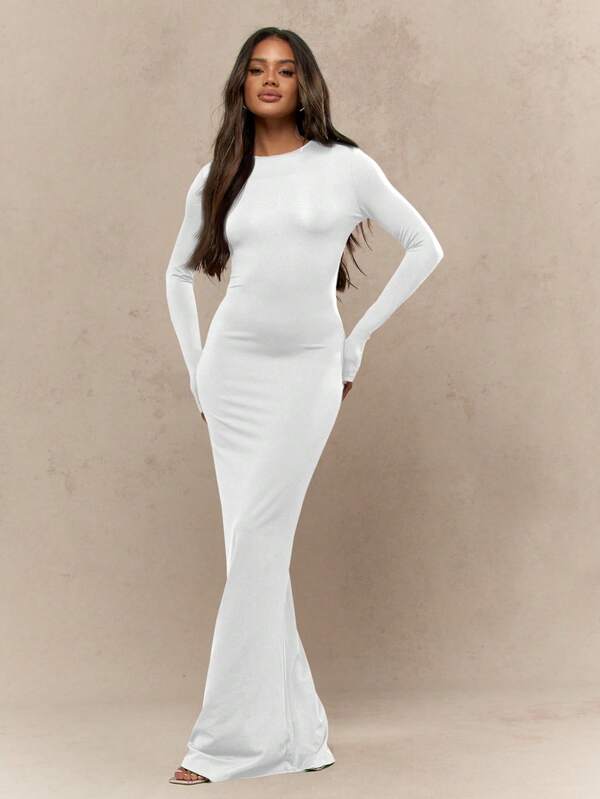 Missguided MISSGUIDED Elegant Long Sleeve Maxi Dress Bodycon Floor Length