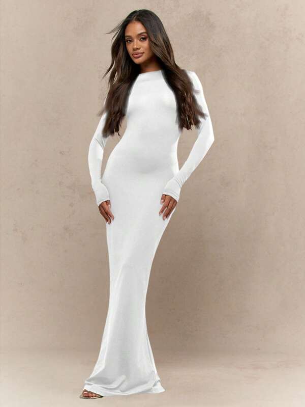 missguided MISSGUIDED Elegant Long Sleeve Maxi Dress Bodycon Floor Length