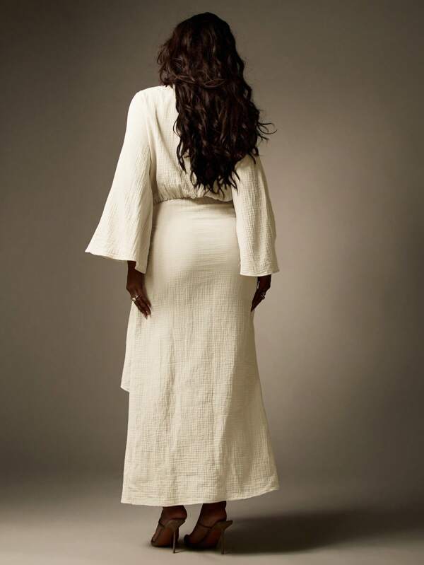 Missguided MISSGUIDED Elegant Long Sleeve Wrap Maxi Dress With Plunge Neckline