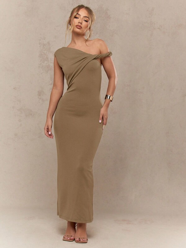 Missguided MISSGUIDED Elegant Off-Shoulder Midaxi Dress Bodycon Evening Gown