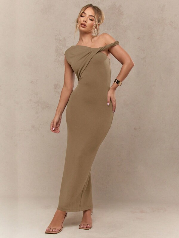missguided MISSGUIDED Elegant Off-Shoulder Midaxi Dress Bodycon Evening Gown