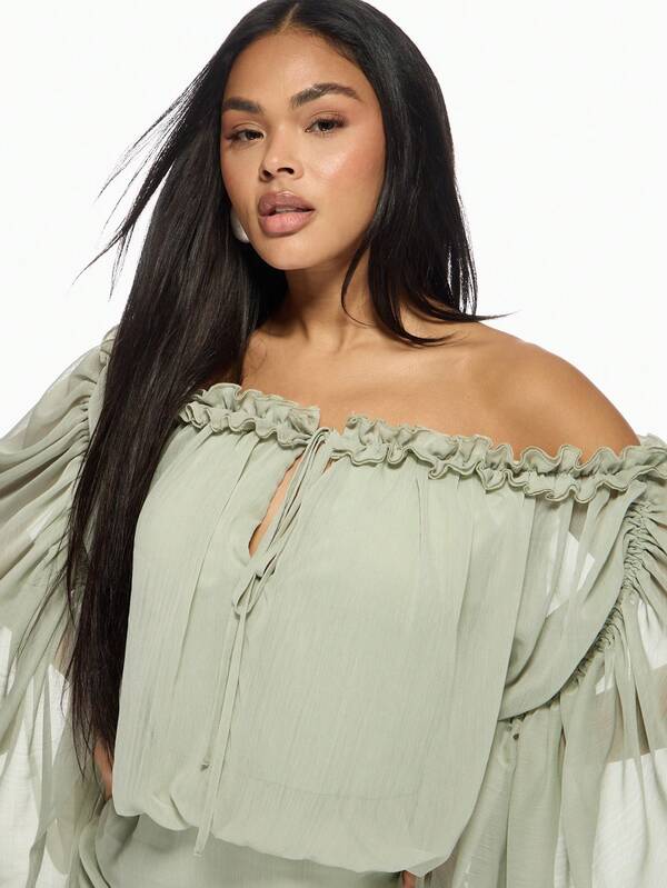 Missguided MISSGUIDED Elegant Off-Shoulder Mini Dress With Ruffle Neckline