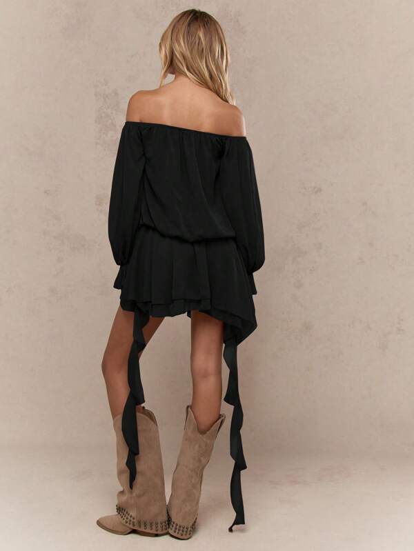 Missguided MISSGUIDED Elegant Off-Shoulder Ruffle Hem Midi Dress