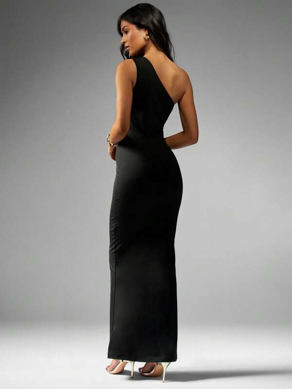 Missguided MISSGUIDED Elegant One Shoulder Mermaid Floor Length Maxi Dress