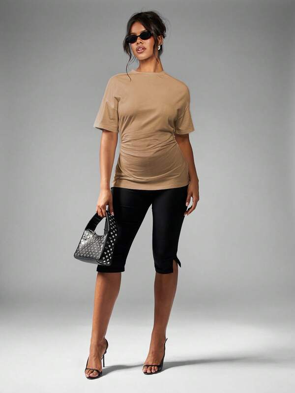 Missguided MISSGUIDED Elegant Oversized Cinched Waist Design T Shirt