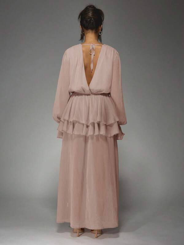 Missguided MISSGUIDED Elegant Pleated Chiffon Cowl Neck Maxi Dress