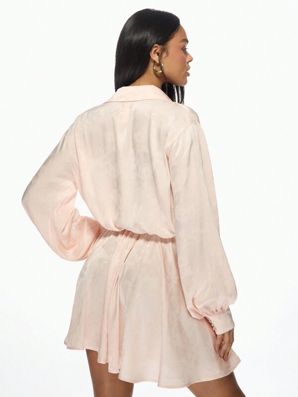 Missguided MISSGUIDED Elegant Plunge Neckline Long Sleeve Satin Mini Dress
