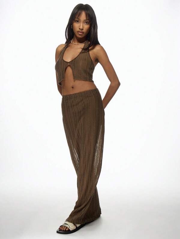 missguided MISSGUIDED Elegant Ribbed Crochet Two-Piece Set