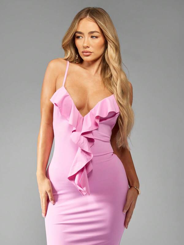 Missguided MISSGUIDED Elegant Ruffle Detail Mermaid Floor Length Maxi Dress