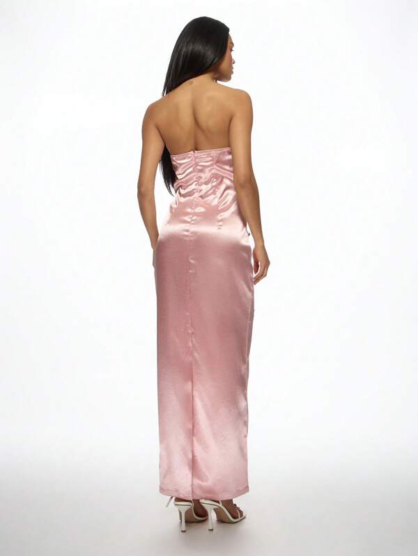 Missguided MISSGUIDED Elegant Satin Bow Detail Fitted Maxi Dress