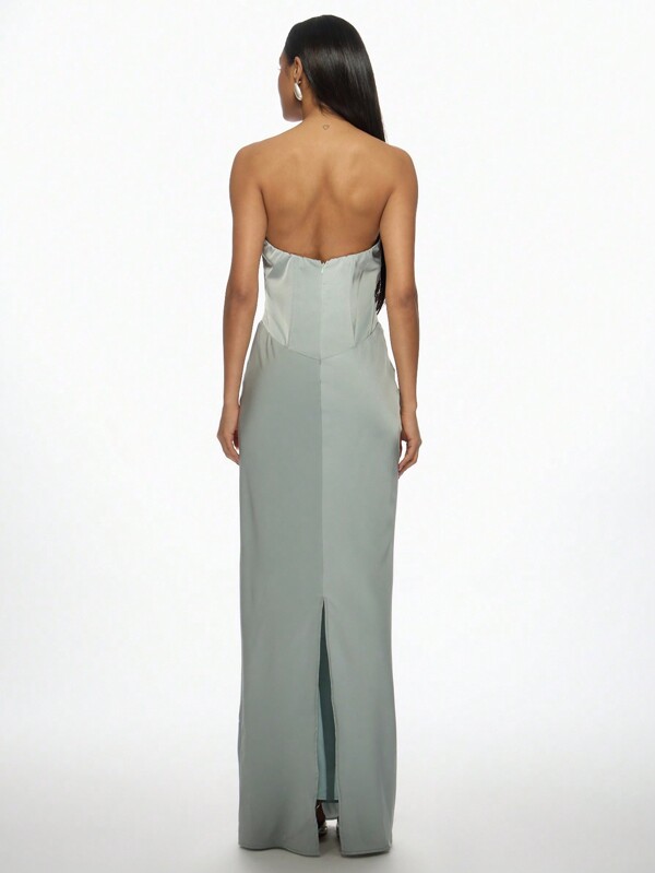 Missguided MISSGUIDED Elegant Satin Corset Strapless Fitted Maxi Dress