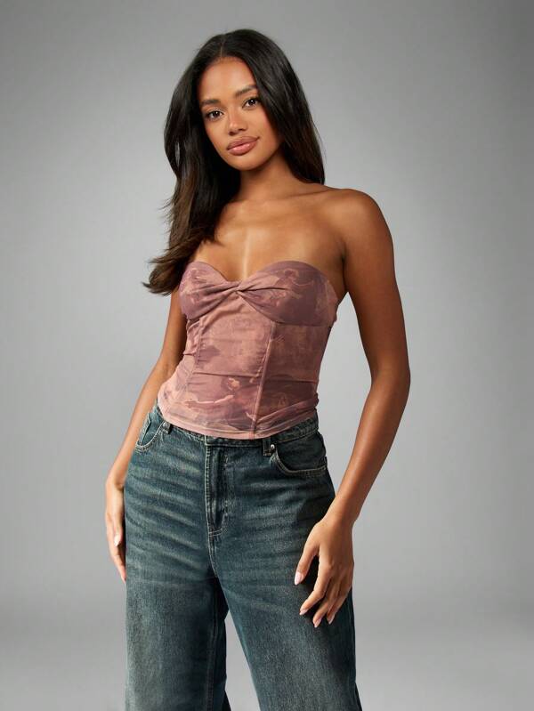 Missguided MISSGUIDED Elegant Satin Effect Bandeau Top