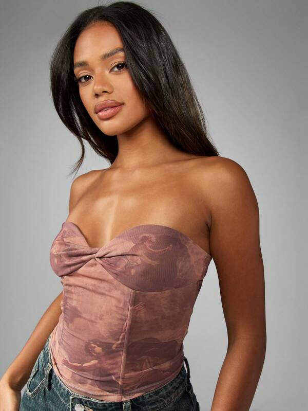 Missguided MISSGUIDED Elegant Satin Effect Bandeau Top