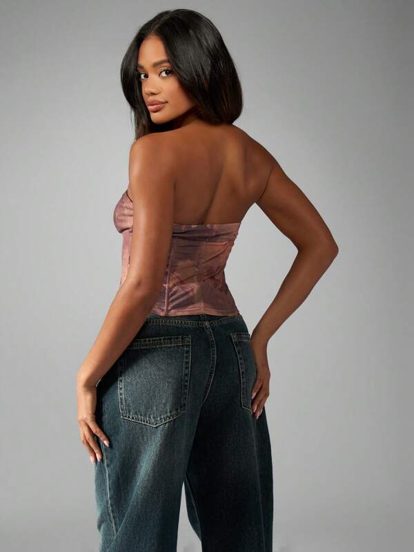 Missguided MISSGUIDED Elegant Satin Effect Bandeau Top