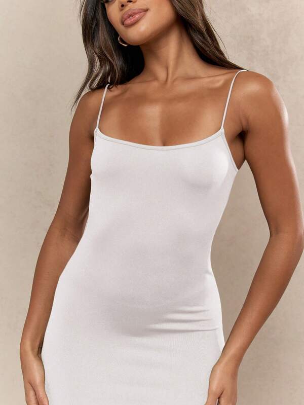 Missguided MISSGUIDED Elegant Straight Neck Cami Sleeveless Bodycon Maxi Dress