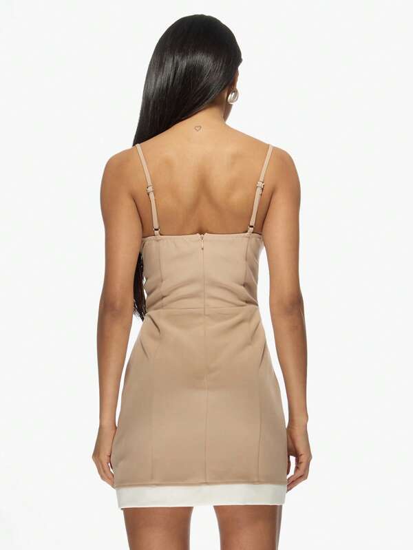 Missguided MISSGUIDED Elegant Strappy Bustier Mini Dress With Color Block Design