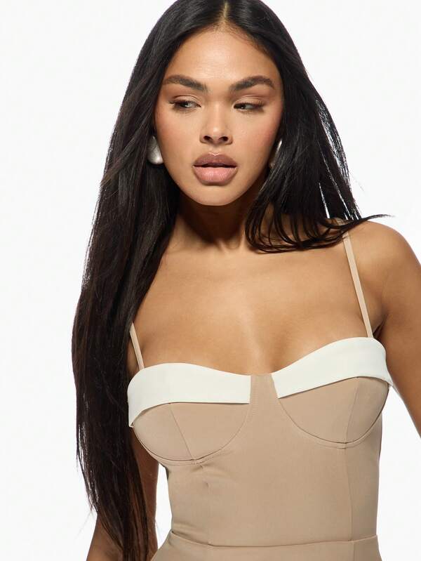 Missguided MISSGUIDED Elegant Strappy Bustier Mini Dress With Color Block Design