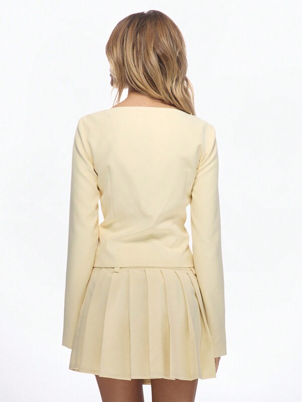 Missguided MISSGUIDED Elegant Structured Square Neck Long Sleeves Tailored Peplum Design Women Tops