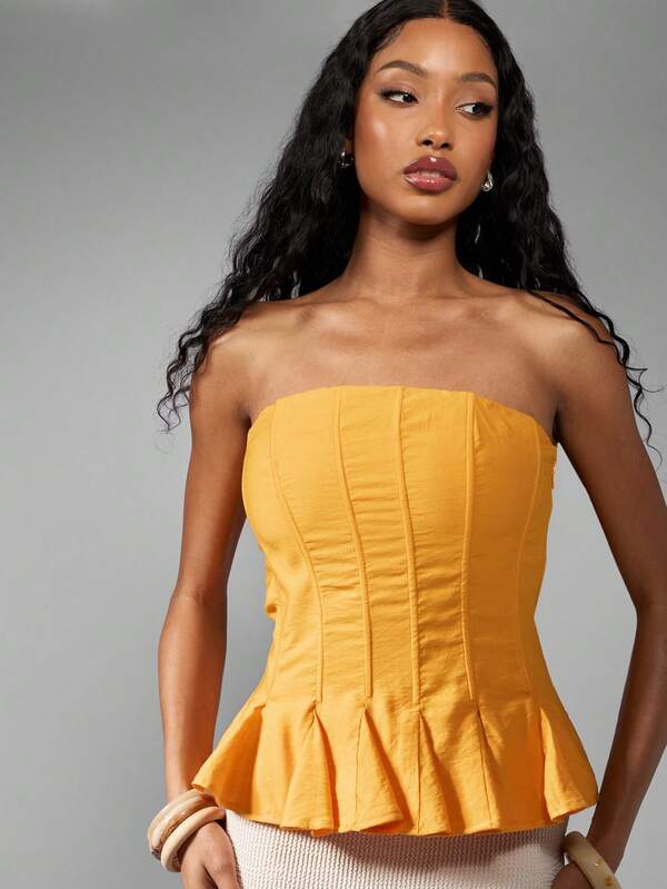 Missguided MISSGUIDED Elegant Structured Strapless Corset Peplum Top